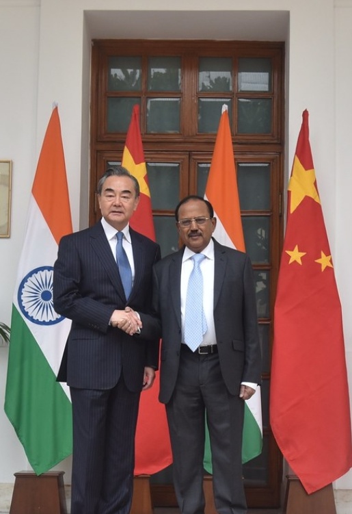 NSA Ajit Doval meets Wang Yi , minister of foreign affairs of China in New Delhi 
