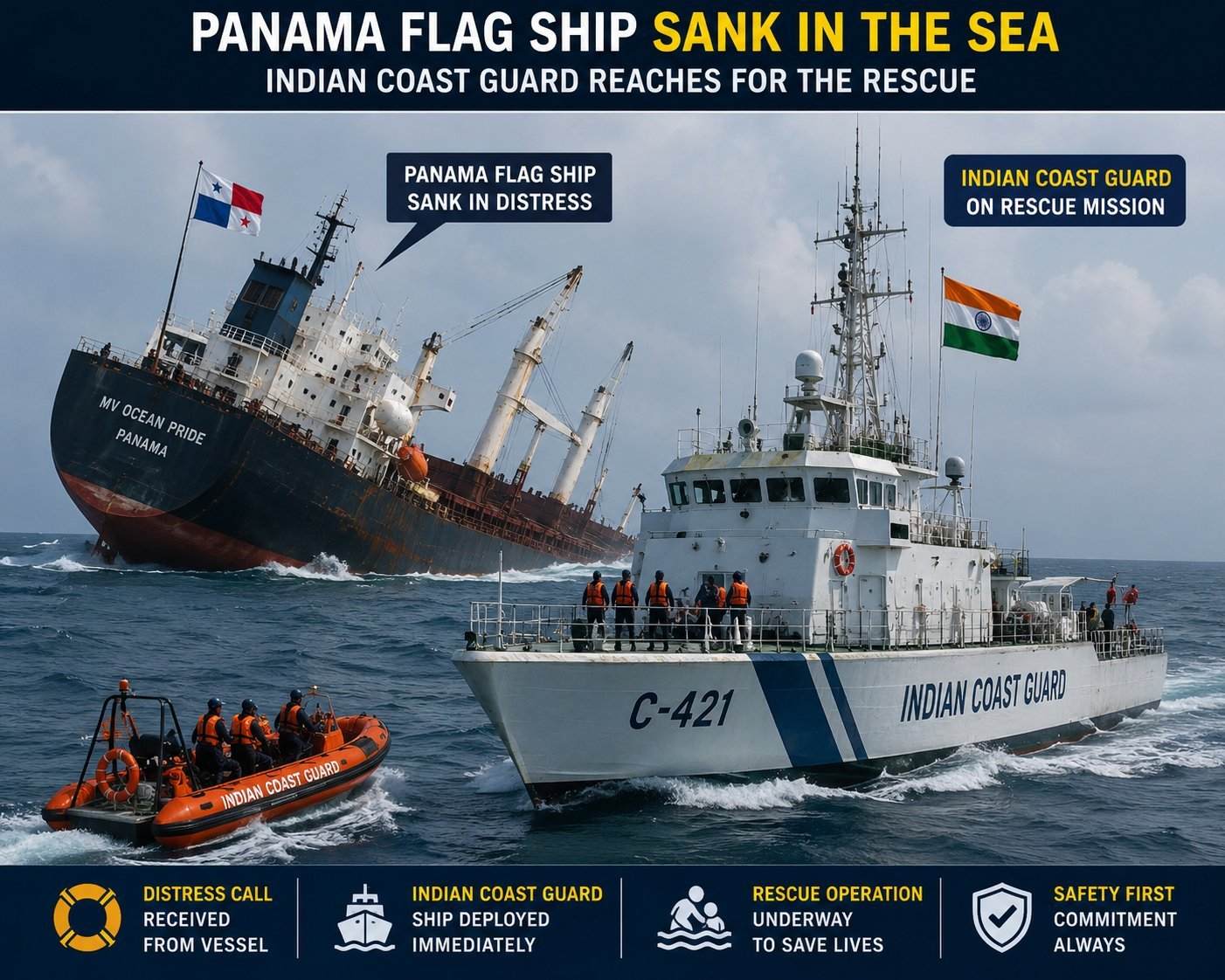 MV Ocean Winner ship sinking search and rescue operation off Odisha coast in Bay of Bengal