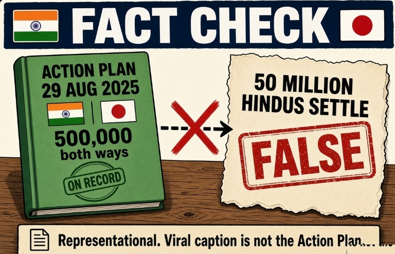 Representational comparison of the 2025 India-Japan Action Plan and the viral 50 million Hindus caption